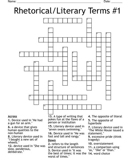 literary devices crossword|rhetorical literary device crossword.